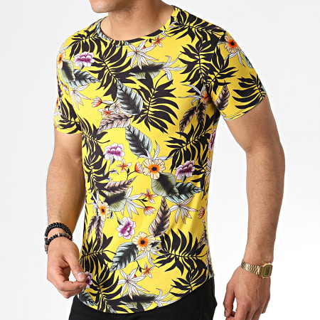 John H - Tee Shirt Oversize IT-007 Jaune Floral