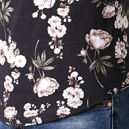 John H - Tee Shirt Oversize Floral IT-027 Noir Blanc