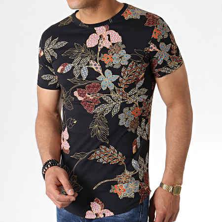 John H - Tee Shirt Oversize IT-019 Noir Floral