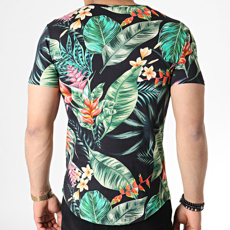 John H - Tee Shirt Oversize IT-015 Noir Vert Floral