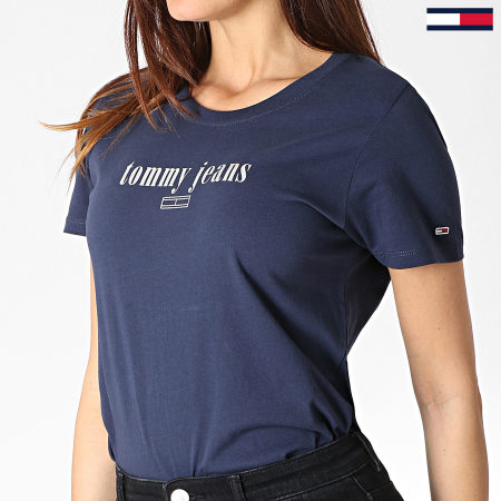 Tommy Hilfiger - Tee Shirt Femme Metallic 6712 Bleu Marine Argenté