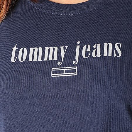 Tommy Hilfiger - Tee Shirt Femme Metallic 6712 Bleu Marine Argenté