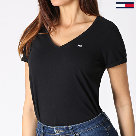 Tommy Jeans - Tee Shirt Col V Femme Soft Jersey 6899 Noir