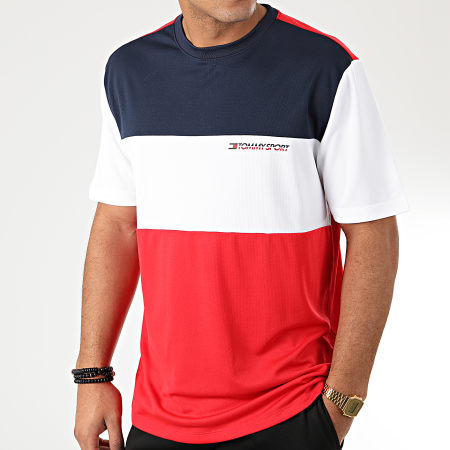 Tommy Hilfiger - Tee Shirt Tricolore Colour Block Logo 0109 Rouge Bleu Marine Blanc