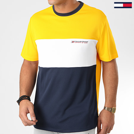 Tommy Hilfiger - Tee Shirt Colour Block Logo 0109 Bleu Marine Jaune Blanc