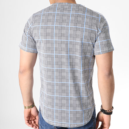 Uniplay - Tee Shirt Oversize A Carreaux Avec Bandes GO57 Noir Blanc Bleu Roi