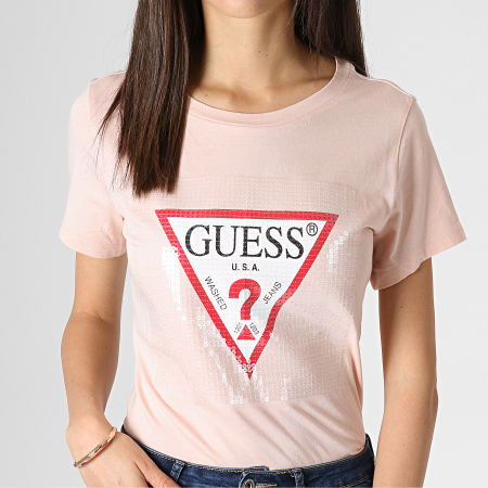 Guess - Tee Shirt Femme W93I87R5JK0 Rose Pâle