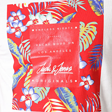 Jack And Jones - Tee Shirt Floral Tropicana Blanc Rouge