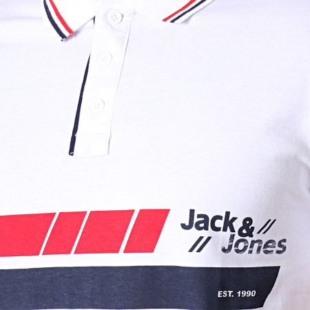 Jack And Jones - Polo Manches Courtes True Blanc Bleu Marine Rouge