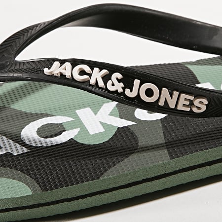 Jack And Jones - Tongs Campaign Flip Flop Vert Kaki Noir Blanc