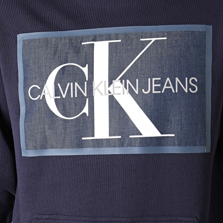 Calvin Klein - Sweat Capuche Chambray Monogram 2453 Bleu Marine