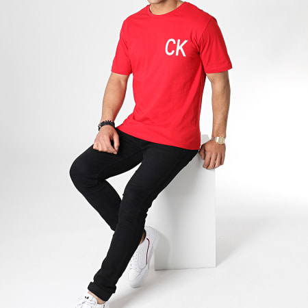 Calvin Klein - Tee Shirt CK Jeans On The Back 2483 Rouge Blanc