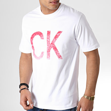 Calvin Klein - Tee Shirt Reversed Logo 2488 Blanc Rouge