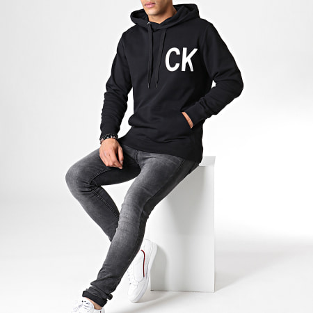 Calvin Klein - Sweat Capuche Statement Logo 2814 Noir Blanc