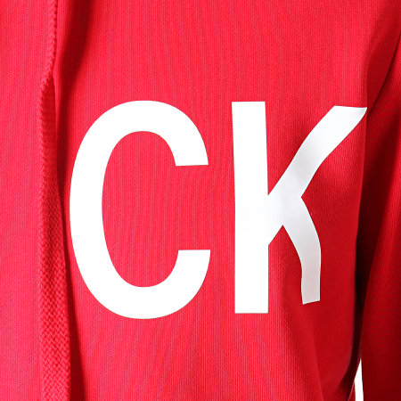 Calvin Klein - Sweat Capuche Statement Logo 2814 Rouge Blanc