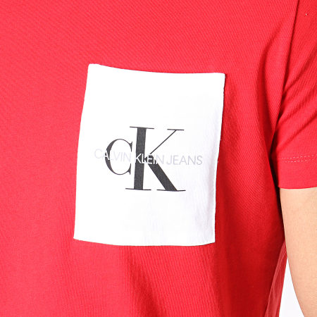 Calvin Klein - Tee Shirt Poche Monogram 2993 Rouge Blanc