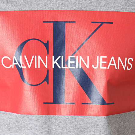 Calvin Klein - Tee Shirt Monogram Logo 3564 Gris Chiné Rouge