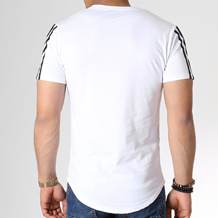 Frilivin - Tee Shirt Oversize A Bandes MA929 Blanc Noir