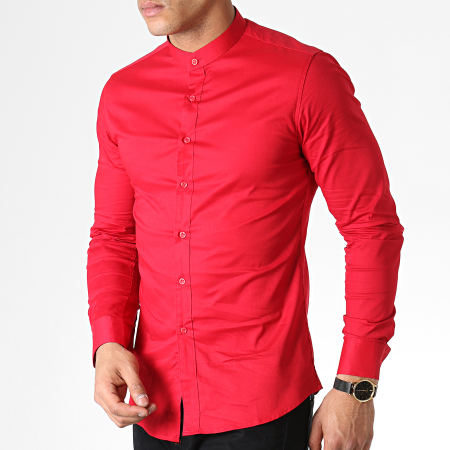 Frilivin - Chemise Manches Longues Col Mao 1806 Rouge