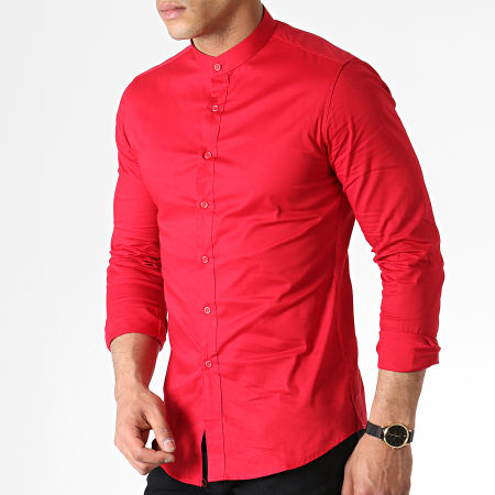 Frilivin - Chemise Manches Longues Col Mao 1806 Rouge