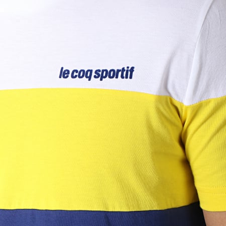 Le Coq Sportif - Tee Shirt ESS Saison N1 Bleu Marine Jaune Blanc