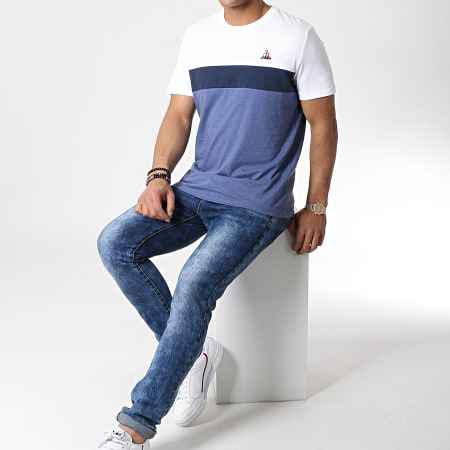 Le Coq Sportif - Tee Shirt Tricolore Saison N1 Bleu Chiné Blanc Bleu Marine