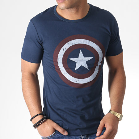 Captain America - Tee Shirt MEAMERCTS036 Bleu Marine