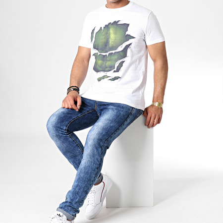 Incroyable Hulk - Tee Shirt Hulk MEAVENMTS004 Blanc Vert