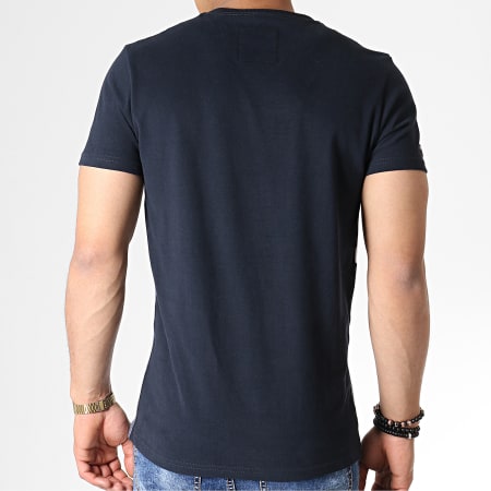 Superdry - Tee Shirt Vintage Logo Panel M10158SU Bleu Marine Gris Chiné