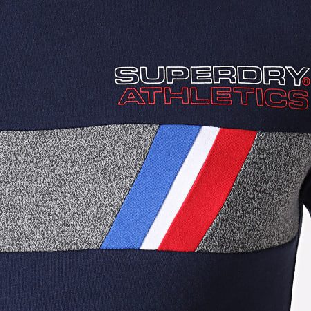 Superdry - Tee Shirt Trophy Tricolore Line M10146SU Bleu Marine Gris Chiné