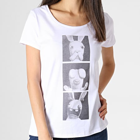 Lapins Crétins - Tee Shirt Femme ABYTEX469 Blanc Gris