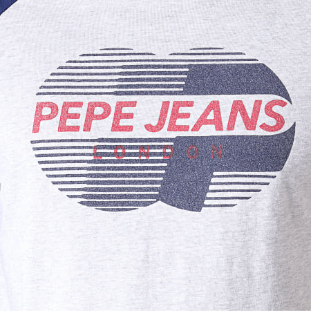 Pepe Jeans - Tee Shirt Debert Gris Chiné Bleu Marine