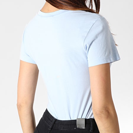 Calvin Klein - Tee Shirt Femme Institutional Logo 7940 Bleu Clair Blanc