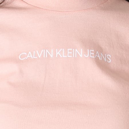 Calvin Klein - Tee Shirt Femme Crop Shrunken Institutional 1495 Rose