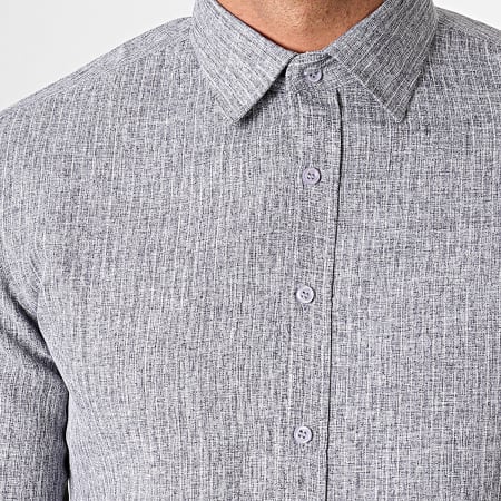 MTX - Chemise Manches Longues A Rayures 1971 Gris Chiné