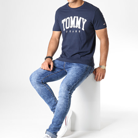 Tommy Jeans - Tee Shirt 6501 Essential Logo Bleu Foncé Blanc