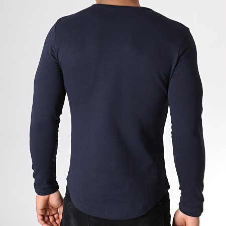 Aarhon - Tee Shirt Manches Longues Oversize 19-024 Bleu Marine