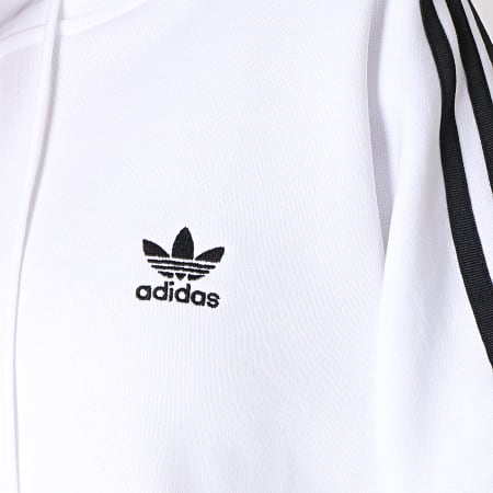 Adidas Originals - Sweat Capuche Crop Femme ED7555 Blanc Noir