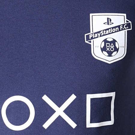 Playstation - Tee Shirt PlayStation Ringer Club Logo Bleu Marine Blanc