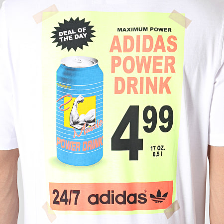Adidas Originals - Tee Shirt Bodega Poster ED7066 Blanc Corail Fluo Jaune Fluo