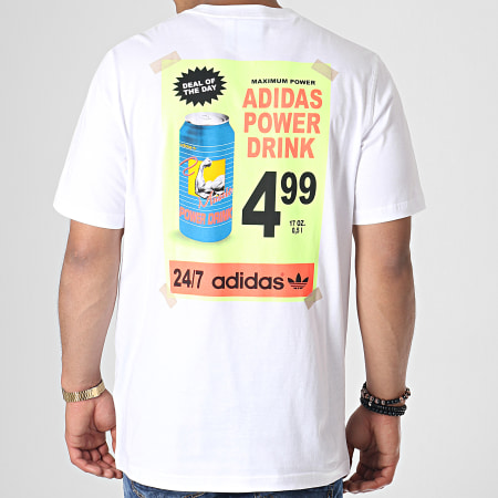 Adidas Originals - Tee Shirt Bodega Poster ED7066 Blanc Corail Fluo Jaune Fluo
