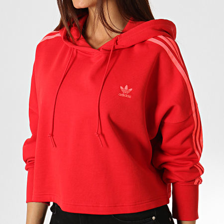 adidas - Sweat Capuche Femme Cropped EJ9345 Rouge 