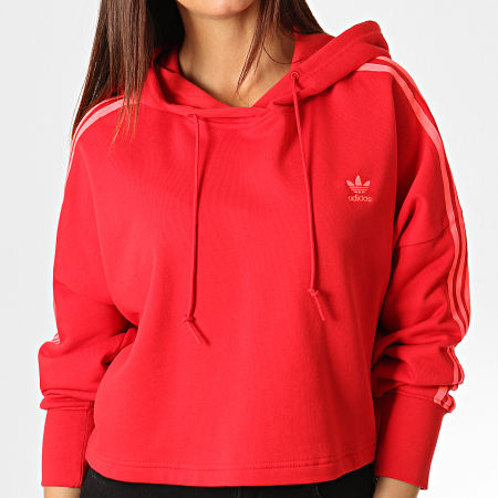 adidas - Sweat Capuche Femme Cropped EJ9345 Rouge