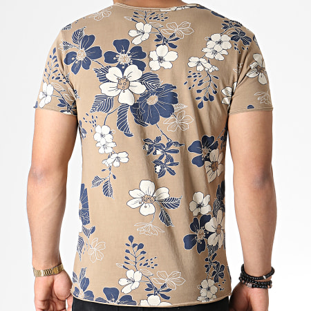 MTX - Tee Shirt Floral TM0203 Marron Bleu Marine