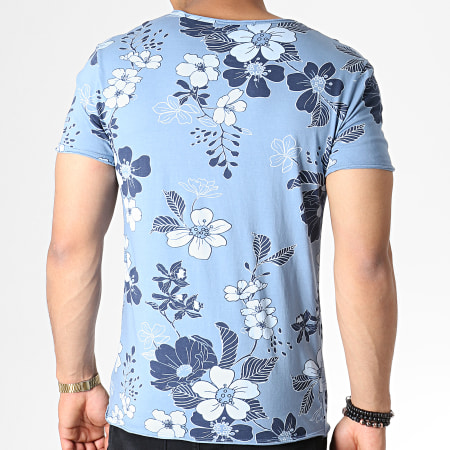 MTX - Tee Shirt Floral TM0203 Bleu Clair Bleu Marine