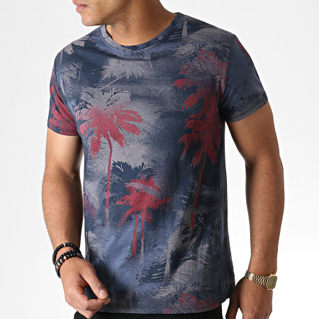 MTX - Tee Shirt Floral ZT5062 Bleu Marine Rouge