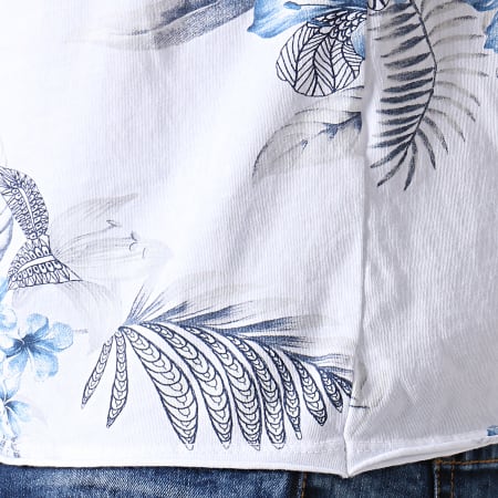 MTX - Tee Shirt Floral TM0205 Blanc Bleu
