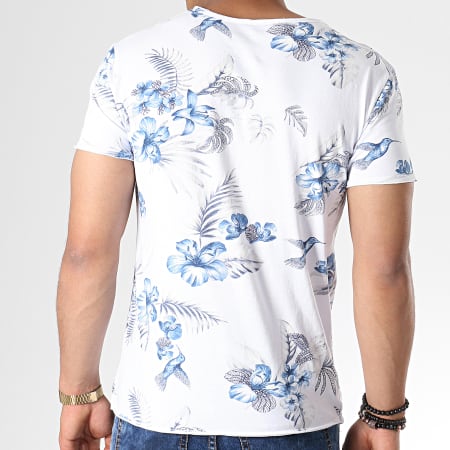 MTX - Tee Shirt Floral TM0205 Blanc Bleu