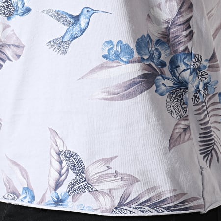 MTX - Tee Shirt Floral TM0205 Bleu Clair Gris