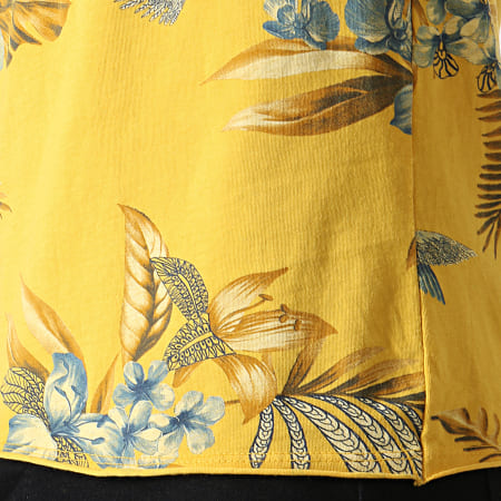 MTX - Tee Shirt Floral TM0205 Jaune Moutarde Bleu